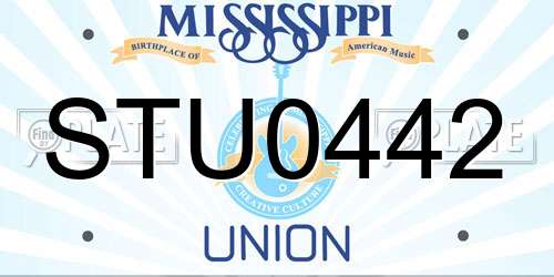 STU0442 Mississippi License Plate