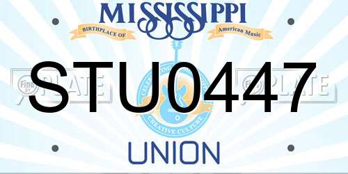 STU0447 Mississippi License Plate