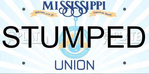 STUMPED Mississippi License Plate