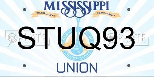 STUQ93 Mississippi License Plate