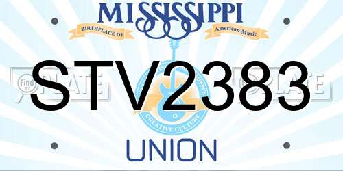 STV2383 Mississippi License Plate