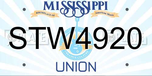 STW4920 Mississippi License Plate
