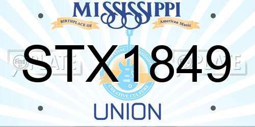 STX1849 Mississippi License Plate