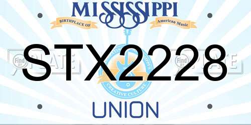 STX2228 Mississippi License Plate