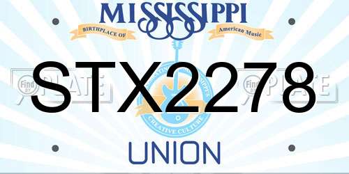 STX2278 Mississippi License Plate
