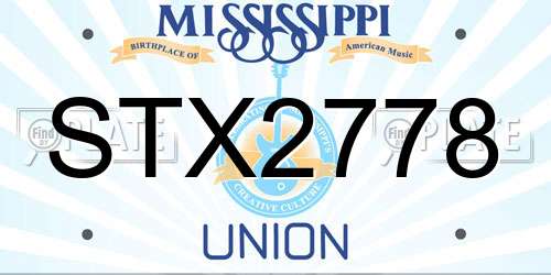 STX2778 Mississippi License Plate