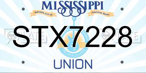 STX7228 Mississippi License Plate