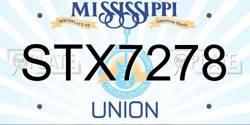 STX7278 Mississippi License Plate