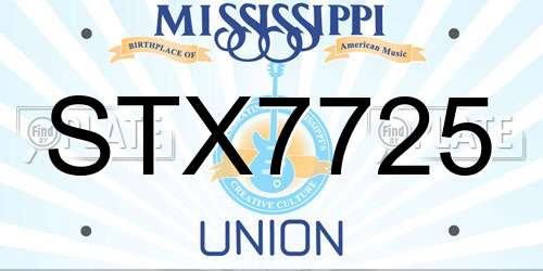 STX7725 Mississippi License Plate