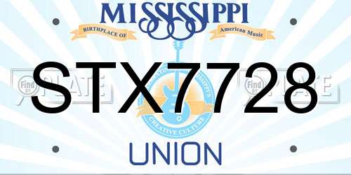 STX7728 Mississippi License Plate