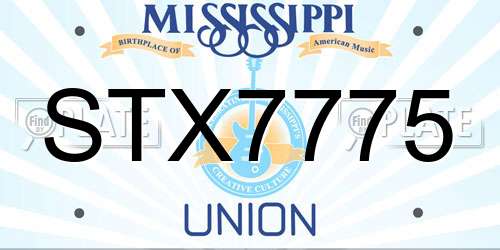 STX7775 Mississippi License Plate