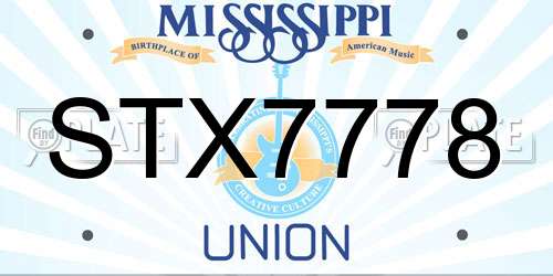 STX7778 Mississippi License Plate
