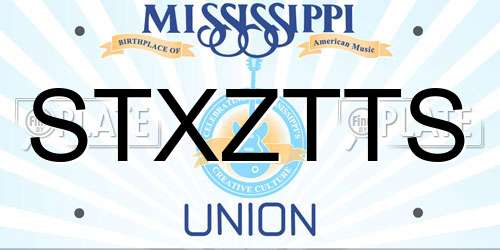 STXZTTS Mississippi License Plate