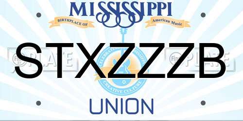 STXZZZB Mississippi License Plate
