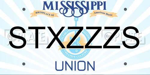 STXZZZS Mississippi License Plate