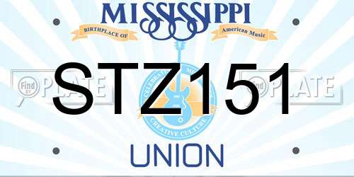 STZ151 Mississippi License Plate