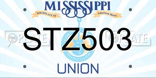 STZ503 Mississippi License Plate