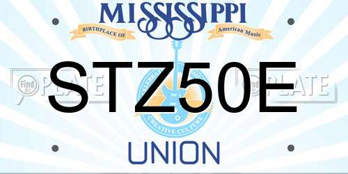 STZ50E Mississippi License Plate
