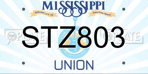 STZ803 Mississippi License Plate