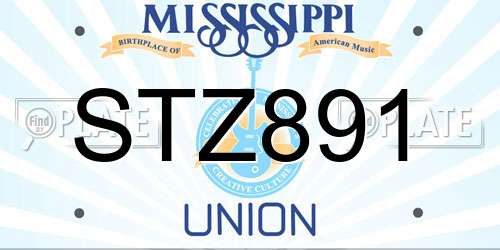 STZ891 Mississippi License Plate