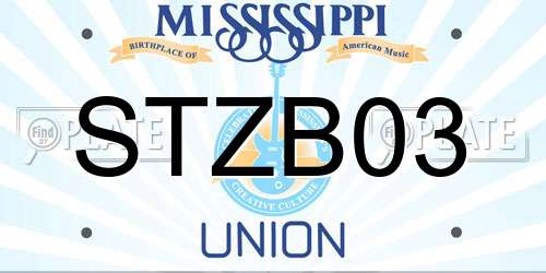 STZB03 Mississippi License Plate