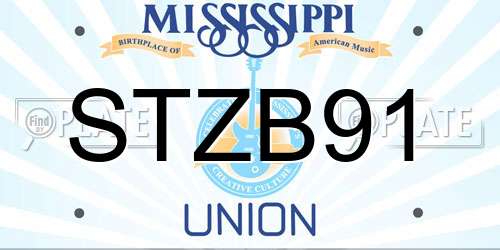 STZB91 Mississippi License Plate