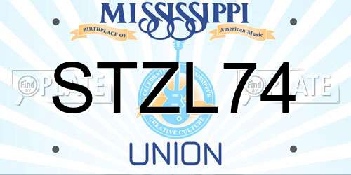 STZL74 Mississippi License Plate