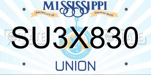 SU3X830 Mississippi License Plate