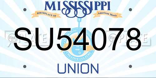 SU54078 Mississippi License Plate