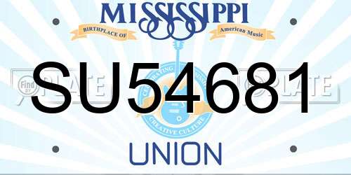 SU54681 Mississippi License Plate