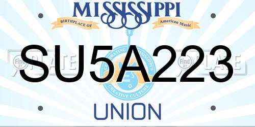 SU5A223 Mississippi License Plate