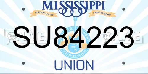 SU84223 Mississippi License Plate