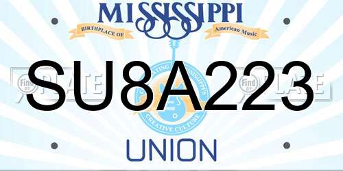 SU8A223 Mississippi License Plate