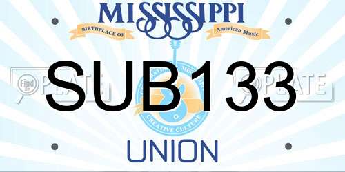 SUB133 Mississippi License Plate