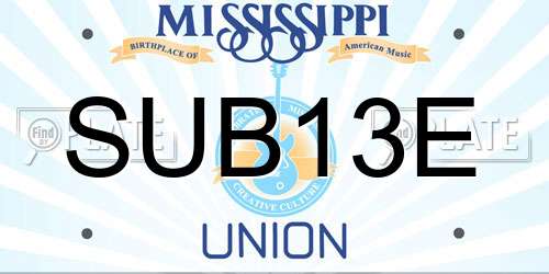SUB13E Mississippi License Plate