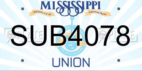 SUB4078 Mississippi License Plate