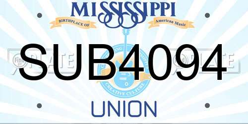 SUB4094 Mississippi License Plate
