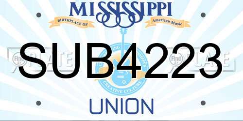 SUB4223 Mississippi License Plate