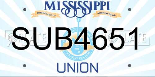 SUB4651 Mississippi License Plate