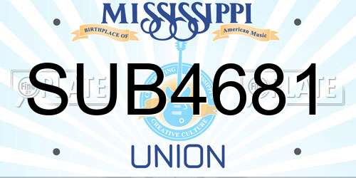 SUB4681 Mississippi License Plate