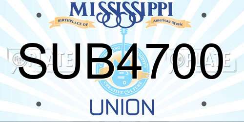 SUB4700 Mississippi License Plate