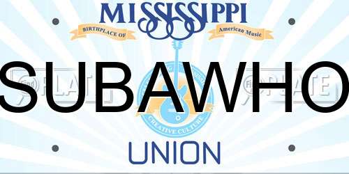 SUBAWHO Mississippi License Plate
