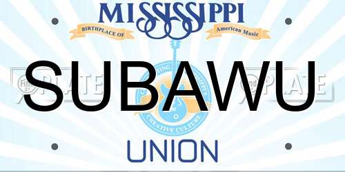 SUBAWU Mississippi License Plate