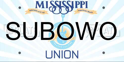 SUBOWO Mississippi License Plate