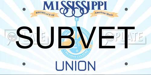 SUBVET Mississippi License Plate