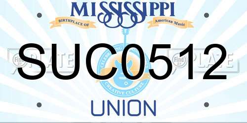 SUC0512 Mississippi License Plate