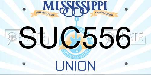 SUC556 Mississippi License Plate