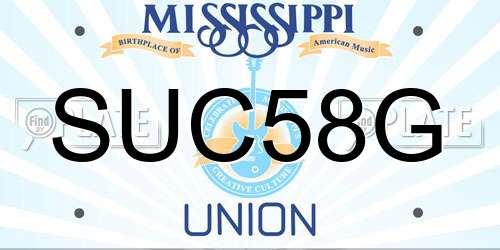SUC58G Mississippi License Plate