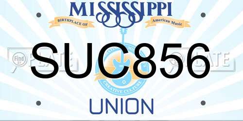 SUC856 Mississippi License Plate