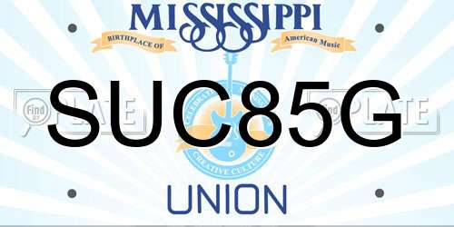 SUC85G Mississippi License Plate